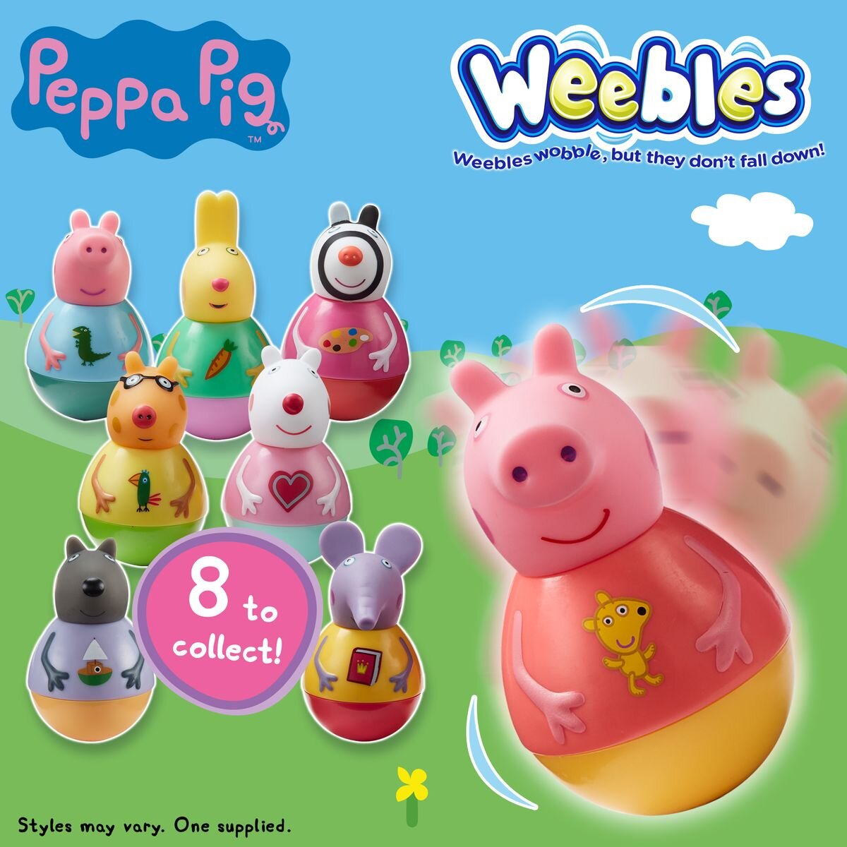 Boti Peppa Pig Weebles Figuren, 1 Stück, 8-fach sortiert