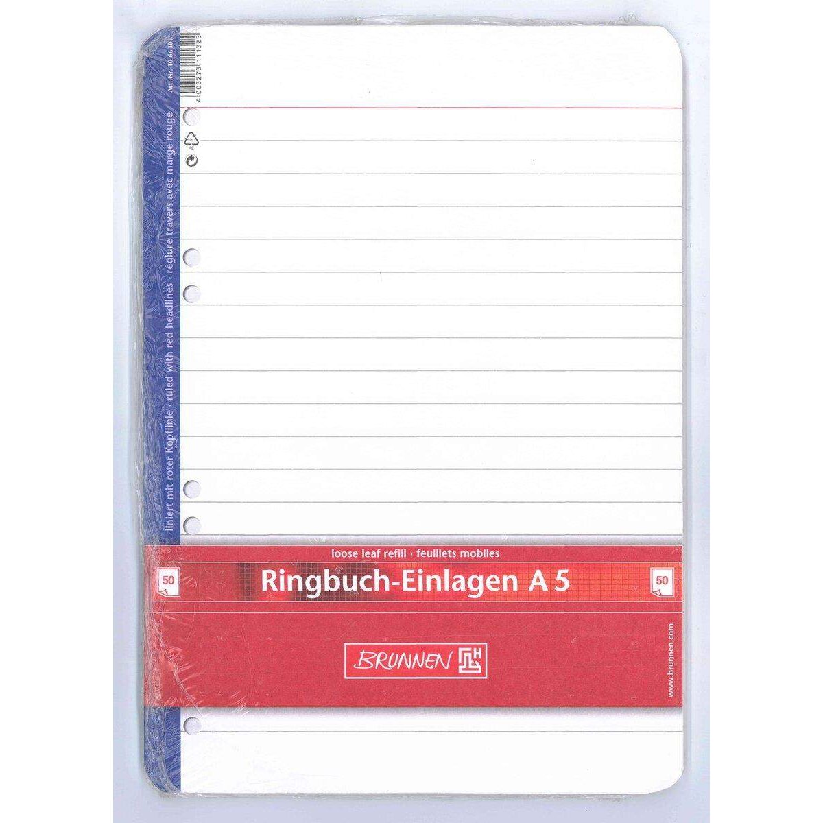 BRUNNEN Ringbucheinlagen, A5, liniert