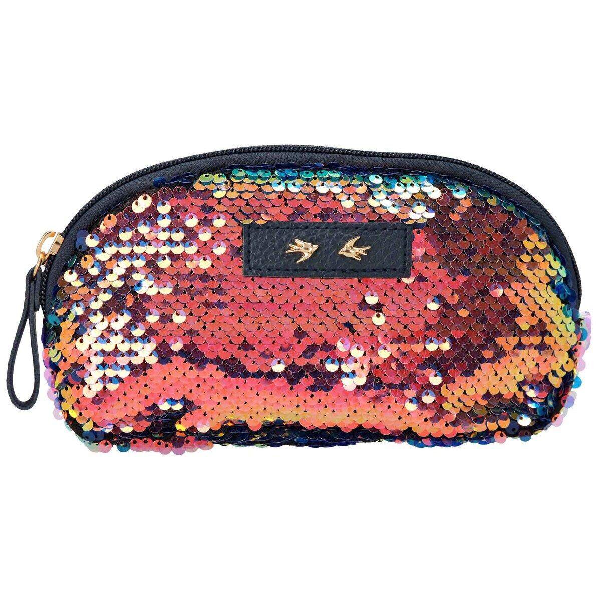 Depesche Trend LOVE Kosmetiktasche Paillette Dunkelblau