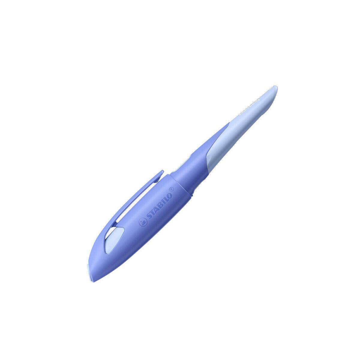 Ergonomischer Schulfüller für Rechtshänder mit Standard-Feder M - STABILO EASYbirdy Pastel Edition in blau/hellblau - Einzelstift - inklusive Patrone - Schreibfarbe blau (löschbar)