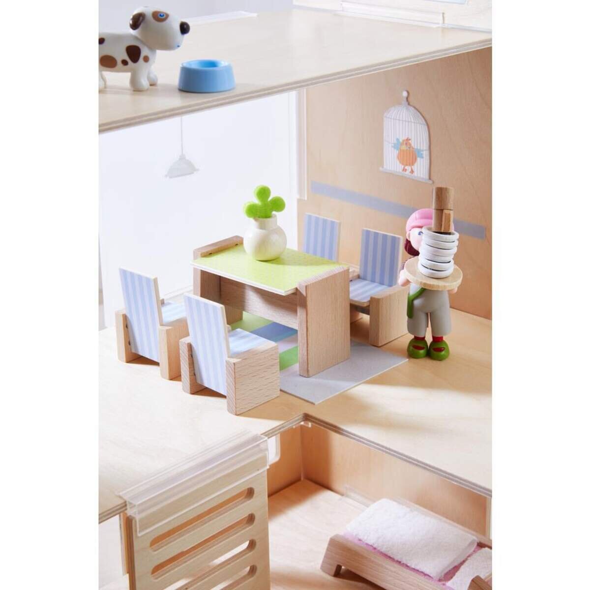 HABA 303839 Little Friends – Puppenhaus-Möbel Esszimmer