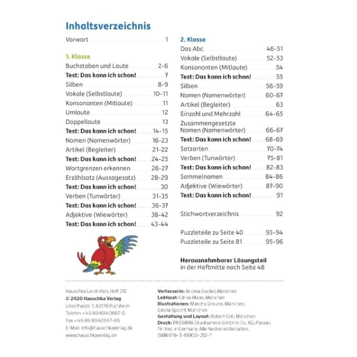 Hauschka Verlag Grammatik 1./2. Klasse