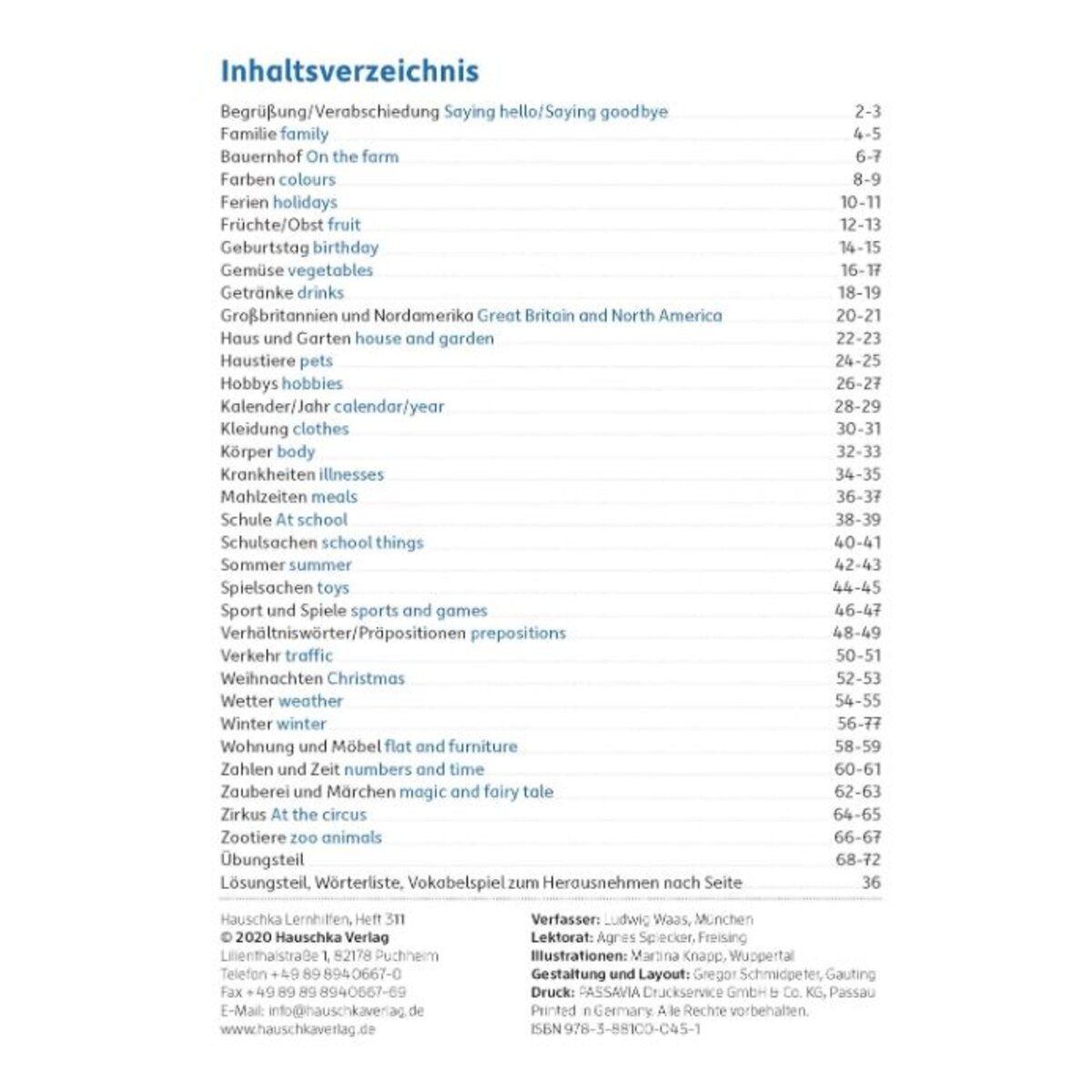 Hauschka Verlag Mein buntes Vokabelheft. Englisch 3./4. Klasse
