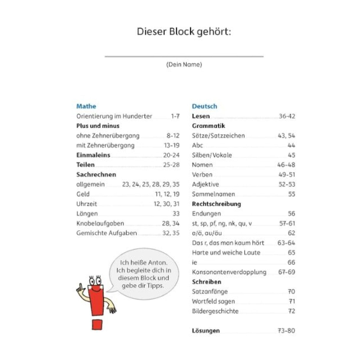 Hauschka Verlag Quer durch die 2. Klasse, Mathe und Deutsch Übungsblock