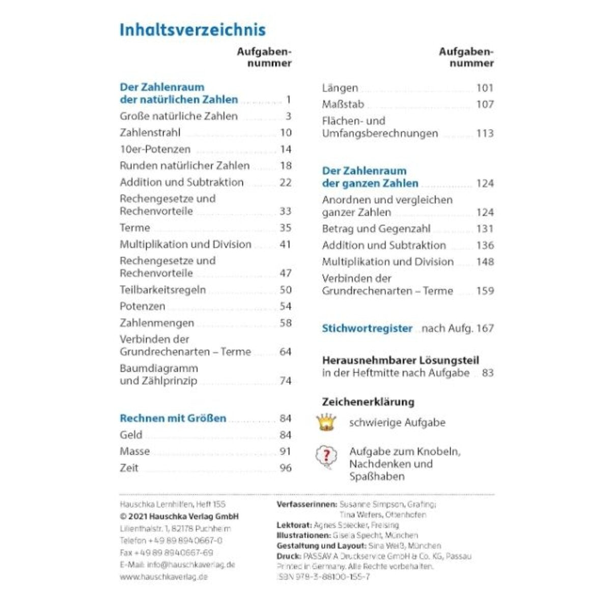 Hauschka Verlag Rechnen und Textaufgaben Gymnasium 5. Klasse