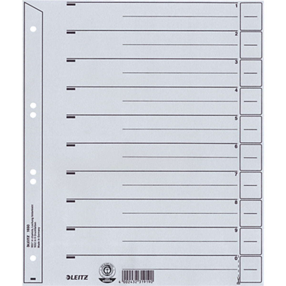 Leitz 16500085 Trennblätter, grau