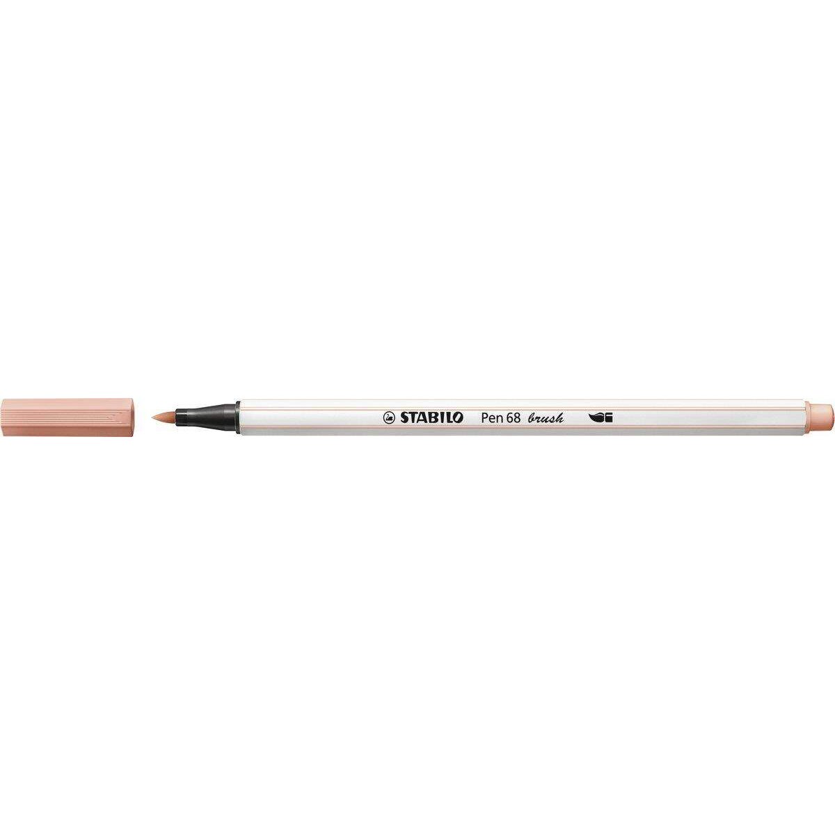 Premium-Filzstift mit Pinselspitze für variable Strichstärken - STABILO Pen 68 brush - Einzelstift - apricot