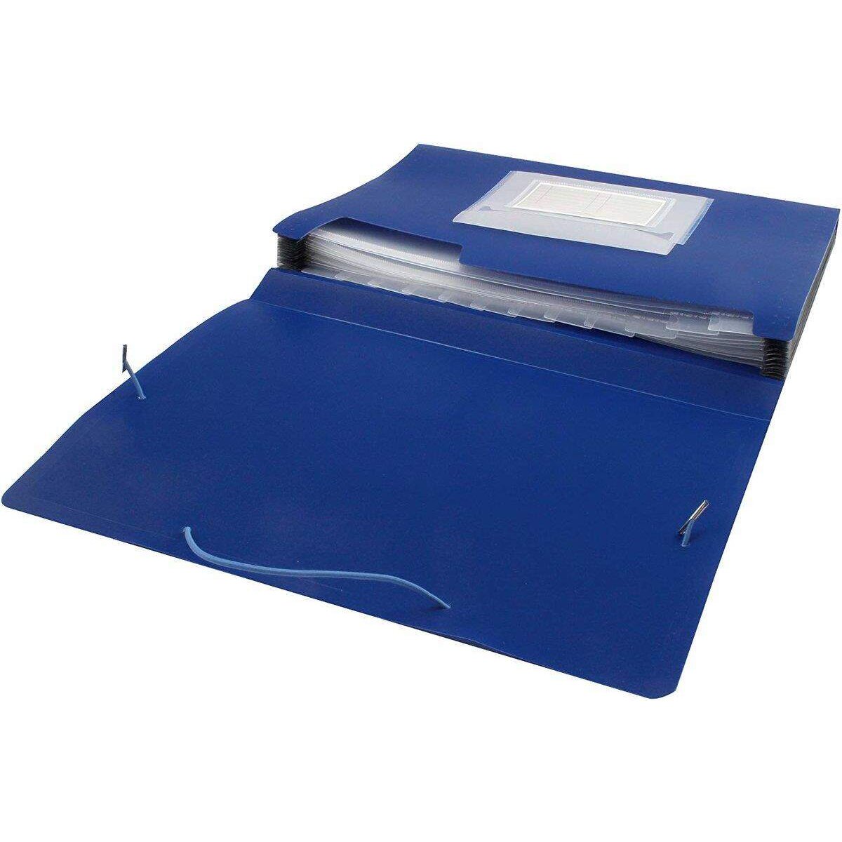 Q-Connect Fächermappe mit 13 Taschen, blau