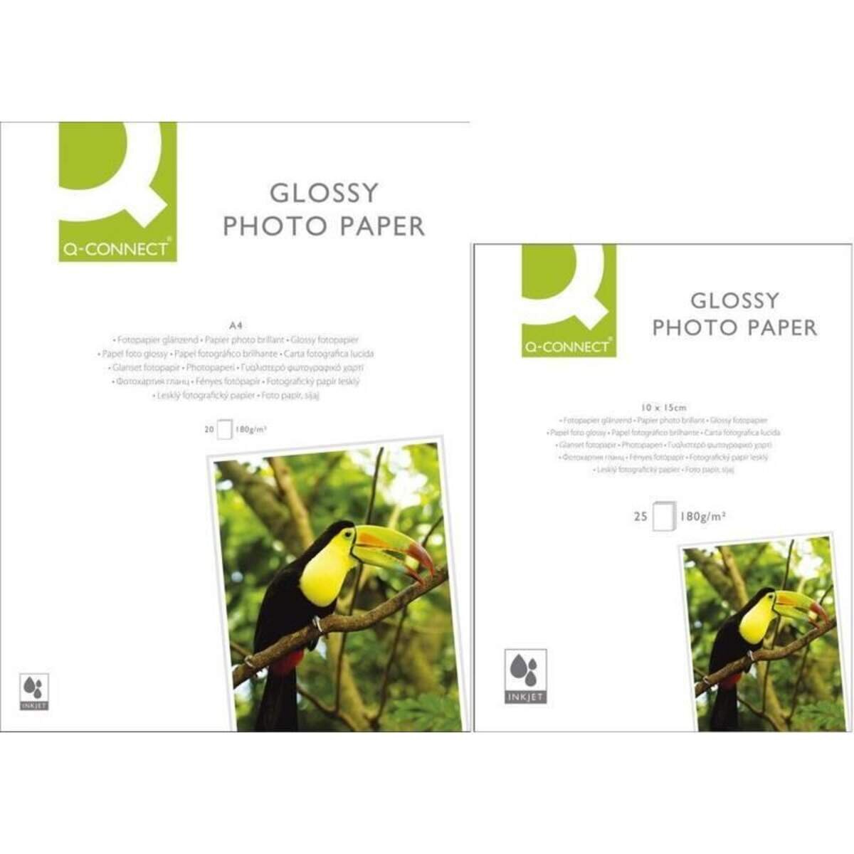 Q-Connect Inkjet Photopapier glossy A4 180g weiss 20Blatt