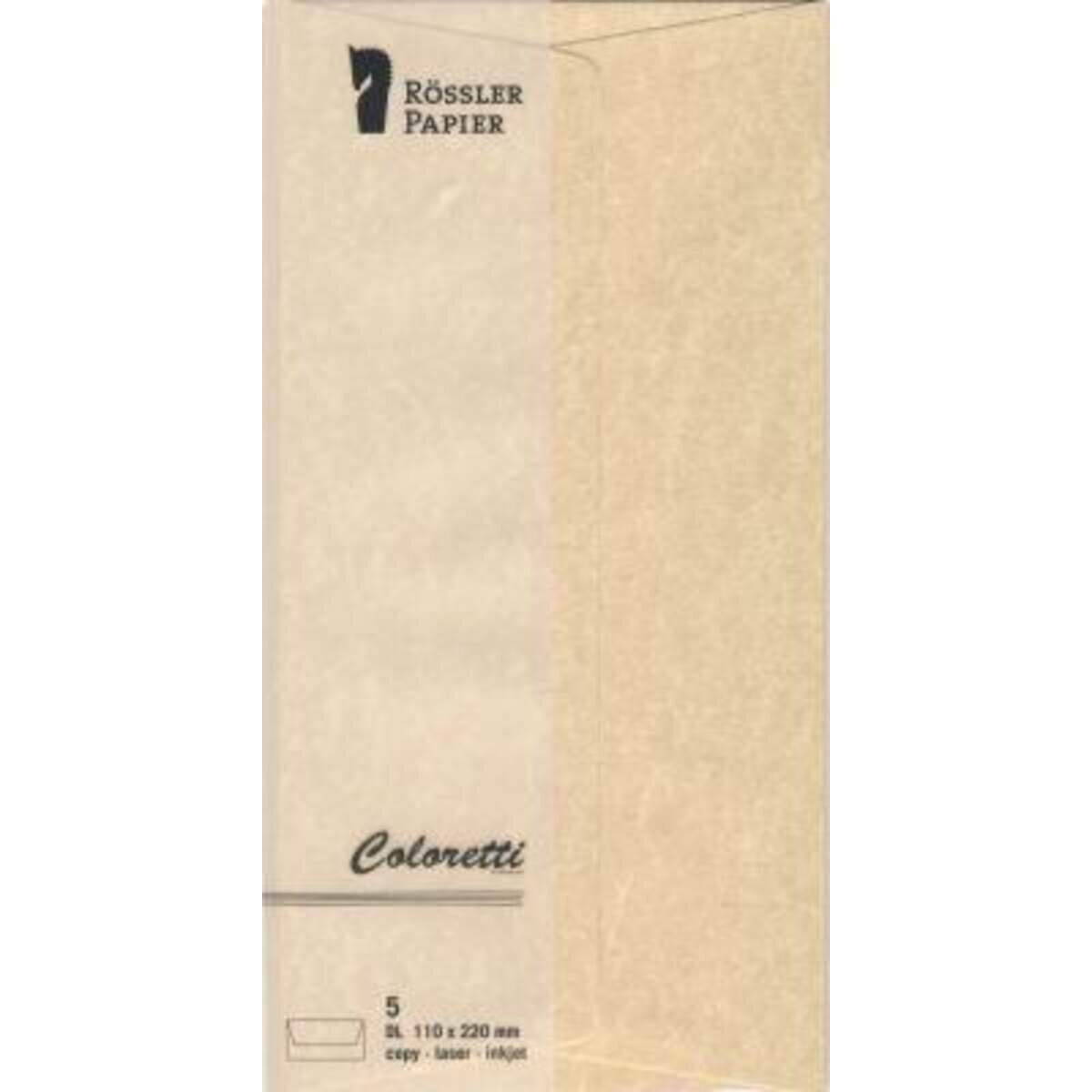 Rössler Coloretti Briefumschläge, DL, Pergamentpapier, sahara braun, 5 Stück