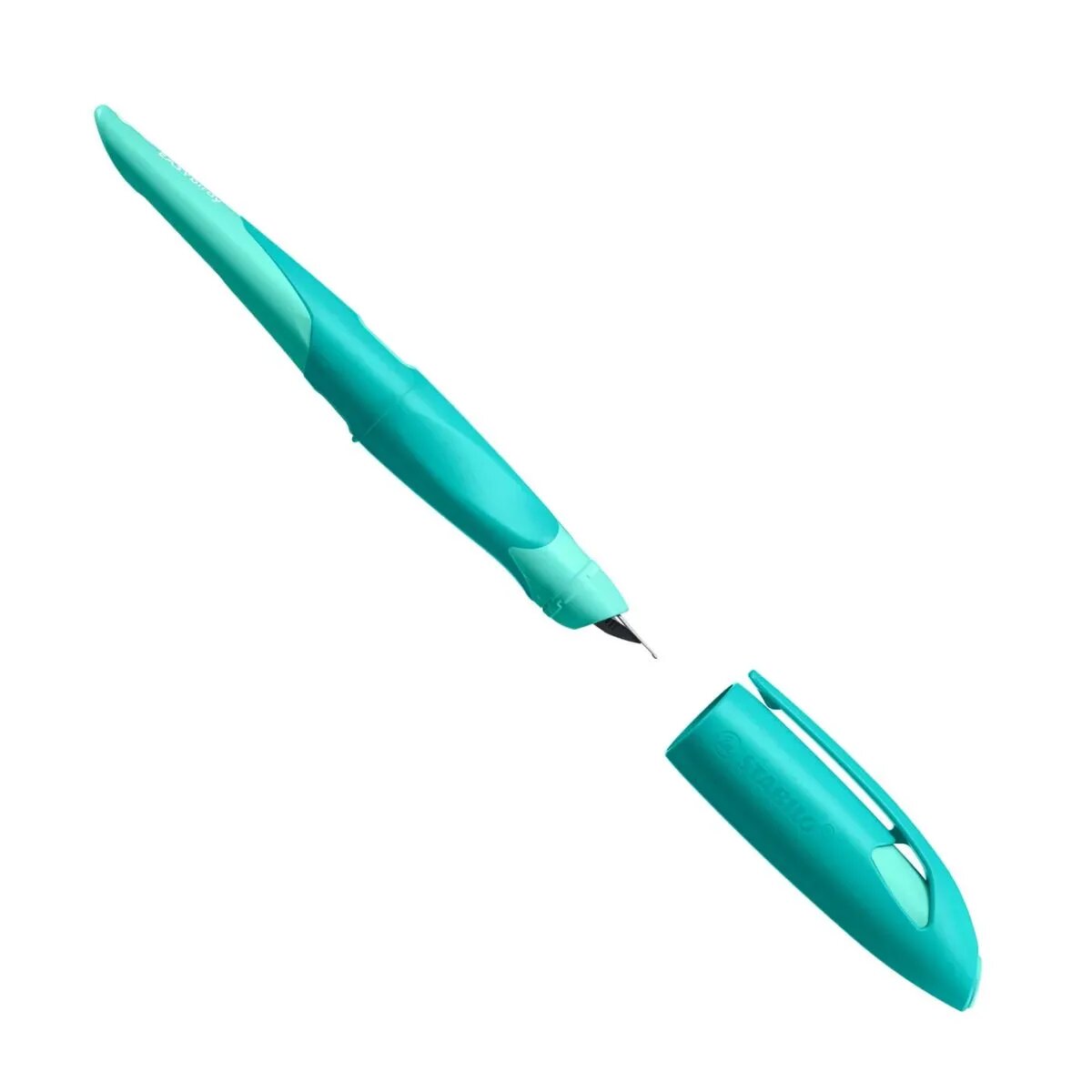 Schulfüller ergonomisch für Linkshänder mit Anfänger-Feder A - STABILO EASYbirdy Pastel Edition in aqua grün/mint - inklusive Patrone