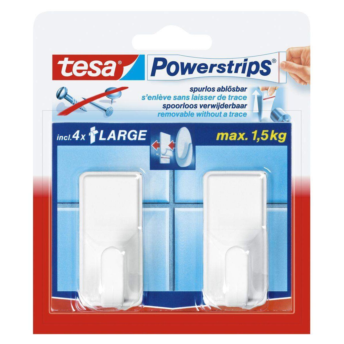 tesa Powerstrips 2 Stück mit Haken classic weiss