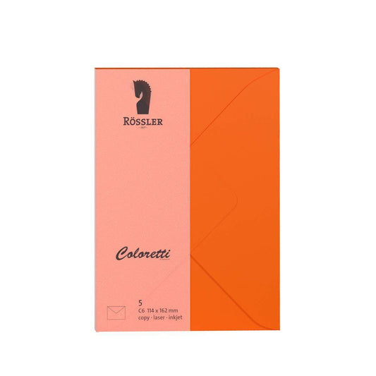 Rössler Coloretti Briefumschläge C6, 5 Stk. orange