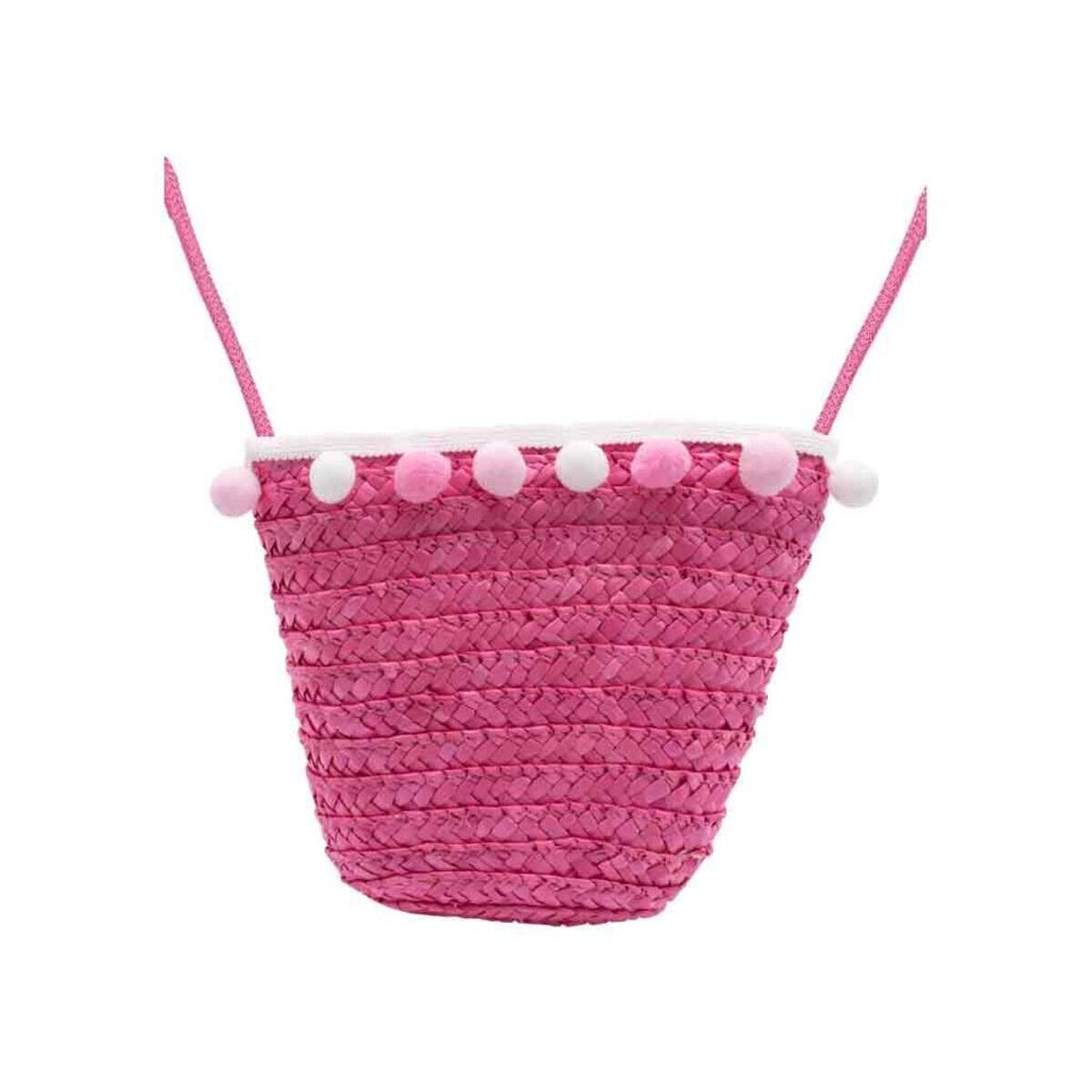 bb Klostermann Basttasche mit rosa Bommeln pink