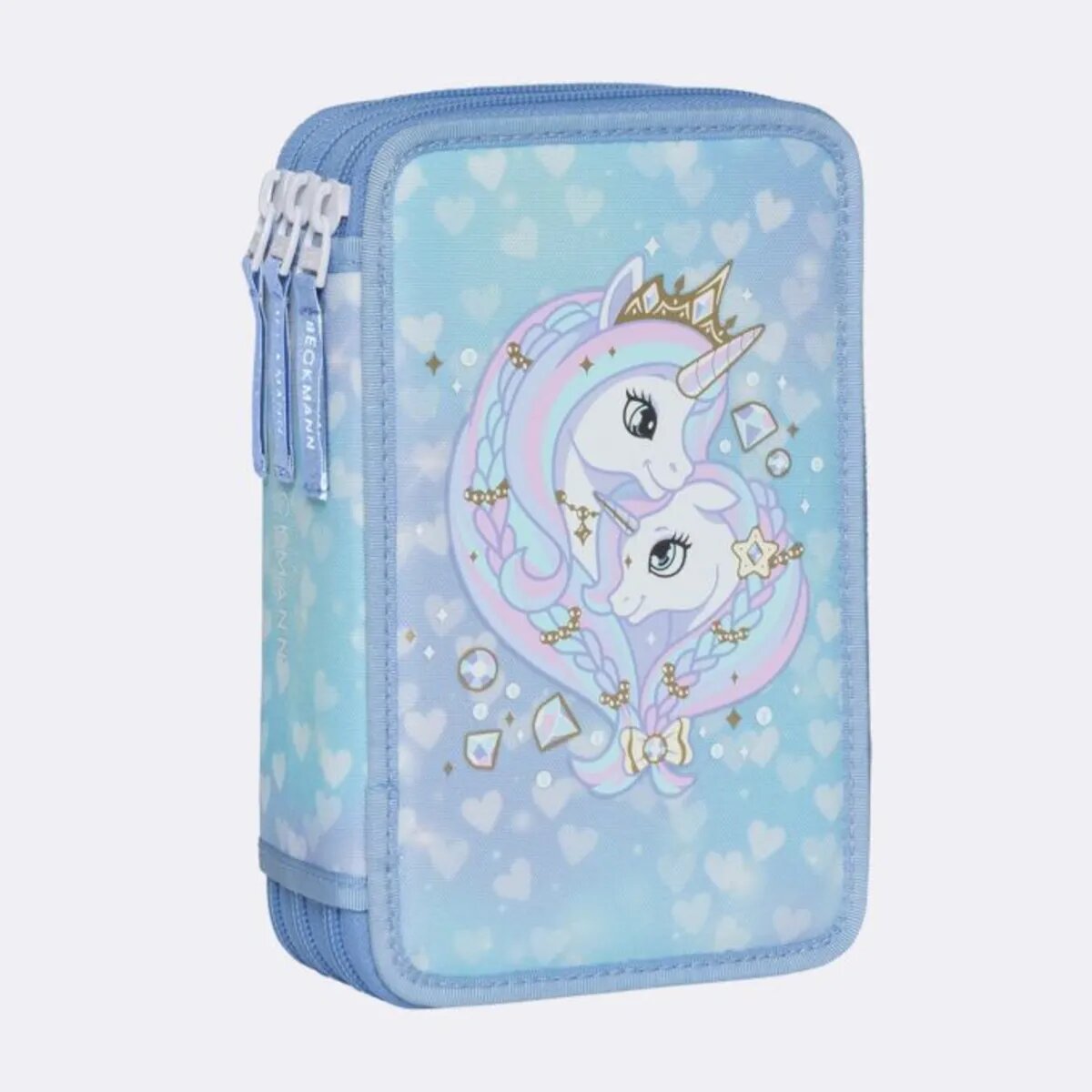 Beckmann 3-fächrige Federmappe mit Inhalt, Unicorn Princess Ice Blue