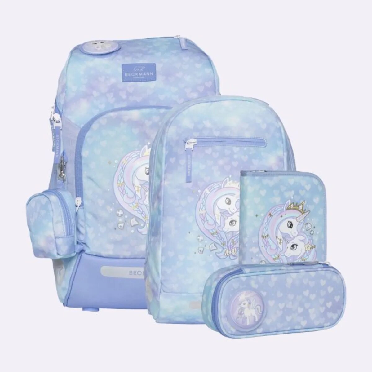 Beckmann Schulrucksackset Active Air FLX Set Unicorn Princess Ice Blue, 6-teilig