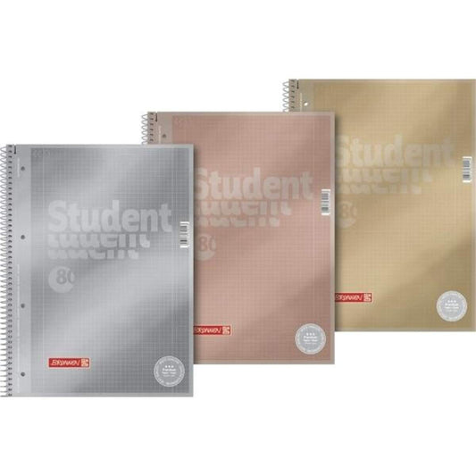 BRUNNEN Collegeblock Premium Student Metallic A4 kariert, Lin. 28, 1 Stück, sortiert