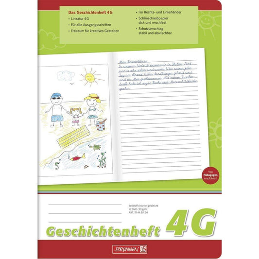 BRUNNEN Geschichtenheft, A4, Lineatur 4G, 16 Blatt