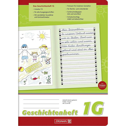 BRUNNEN Geschichtenheft, A4, Liniatur 1G, 16 Blatt
