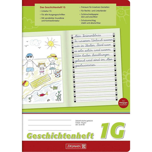 BRUNNEN Geschichtenheft, A4, Liniatur 1G, 16 Blatt