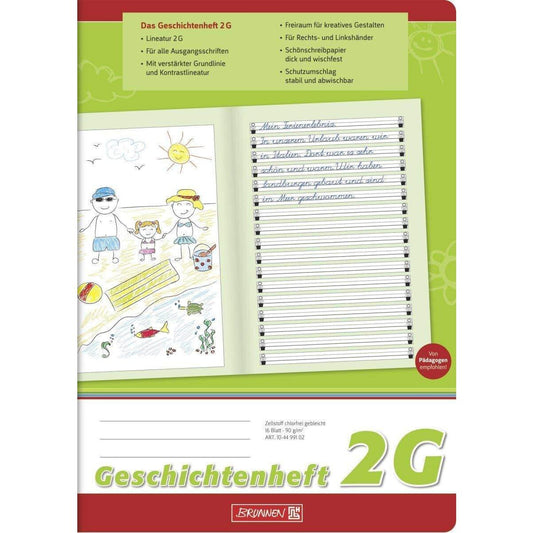 BRUNNEN Geschichtenheft, A4, Liniatur 2G, 16 Blatt