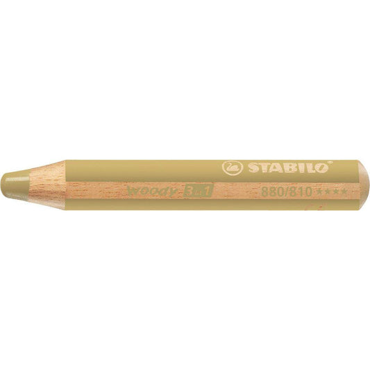 Buntstift, Wasserfarbe & Wachsmalkreide - STABILO woody 3 in 1 - Einzelstift - gold