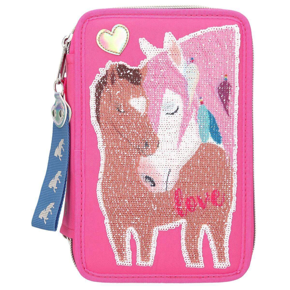 Depesche Miss Melody 3-Fach Federtasche Streichpaillette, Pink