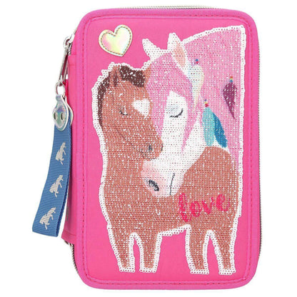 Depesche Miss Melody 3-Fach Federtasche Streichpaillette, Pink