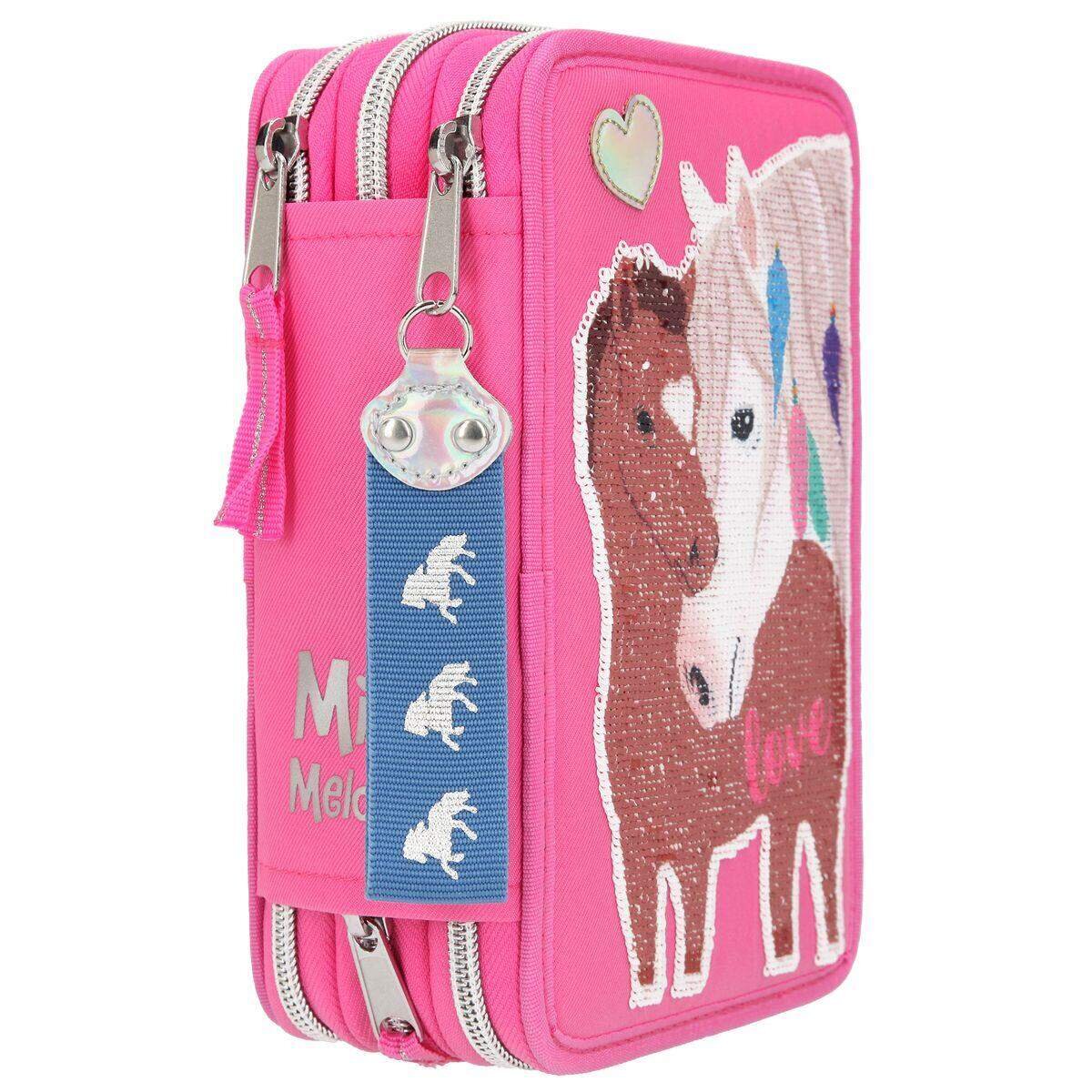 Depesche Miss Melody 3-Fach Federtasche Streichpaillette, Pink