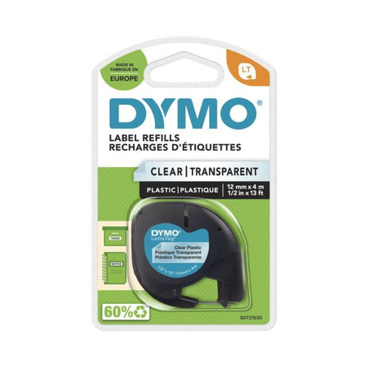 Dymo Original Schriftband für LetraTag®, Plastik, schwarz auf transparent