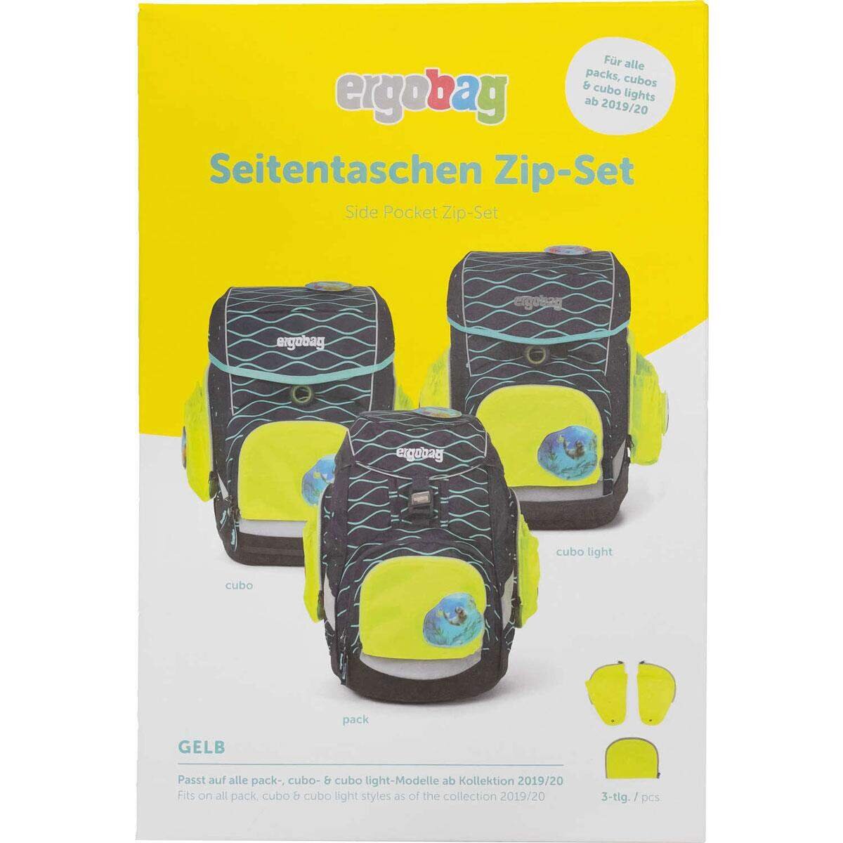 ergobag PACK/CUBO/ CUBO light Seitentaschen mit Zip-Set (3-tlg.) Gelb