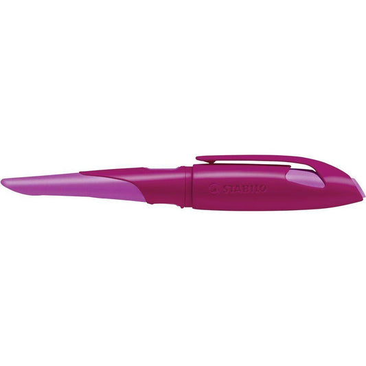 Ergonomischer Schulfüller für Linkshänder mit Standard-Feder M - STABILO EASYbirdy in beere/pink - Einzelstift - inklusive Patrone - Schreibfarbe blau (löschbar)