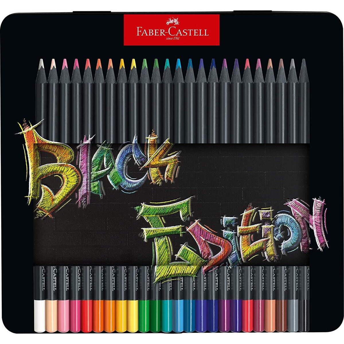 Faber-Castell 116425 - Buntstifte Blackwood, Black Edition, 24er Metalletui