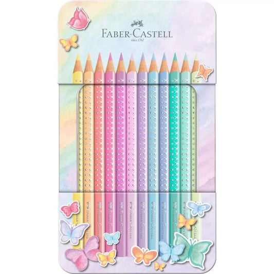 Faber-Castell 201910 - Buntstifte Sparkle Pastell, 12er Metalletui