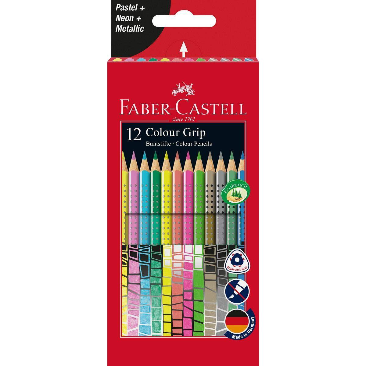 Faber-Castell Buntstift Sonderfarbset Colour Grip, 12 Stück