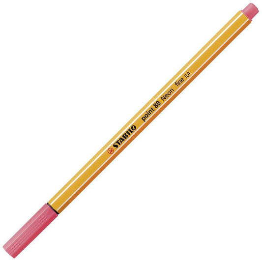 Fineliner - STABILO point 88 - Einzelstift - Neonfarbe, leuchtfarbenrot