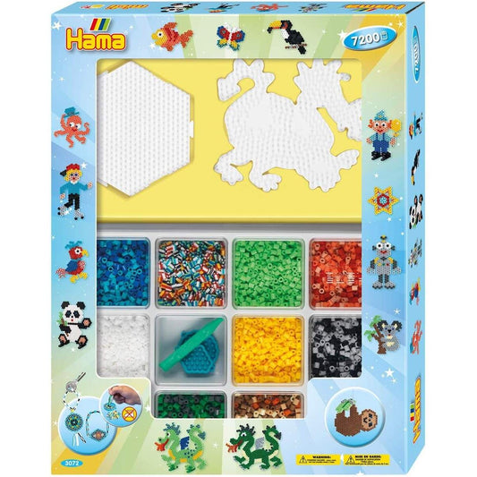 Hama Bügelperlen Geschenk-Set mit Box mit ca. 7.200 bunten Midi Bügelperlen