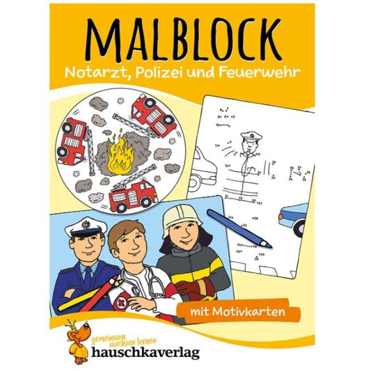 Hauschka Verlag Malblock Notarzt, Polizei und Feuerwehr