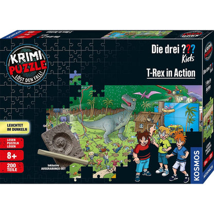 KOSMOS Krimipuzzle Die drei ??? Kids - T-Rex in Action, 200 Teile