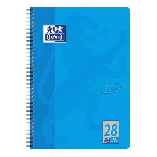 Oxford Touch Collegeblock A4+ L.28 meerblau, 80 Blatt, Doppelspirale, abgerundete Ecken, SCRIBZEE®, Optik Paper®