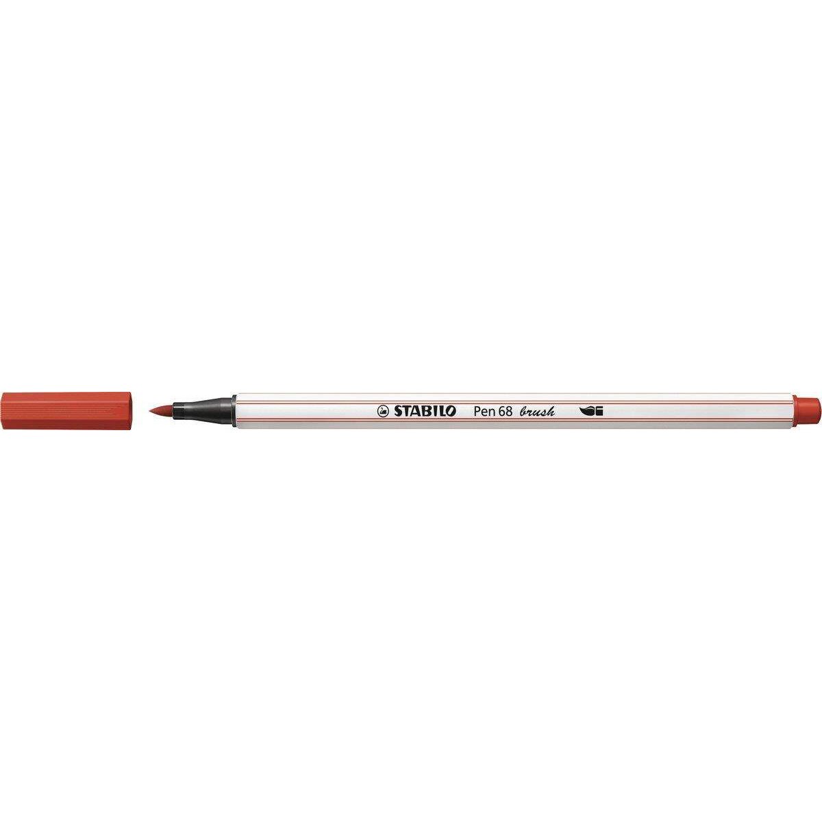 Premium-Filzstift mit Pinselspitze für variable Strichstärken - STABILO Pen 68 brush - Einzelstift - carminrot