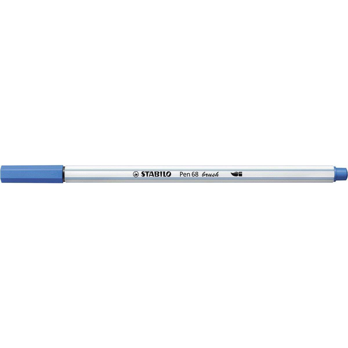 Premium-Filzstift mit Pinselspitze für variable Strichstärken - STABILO Pen 68 brush - Einzelstift - dunkelblau