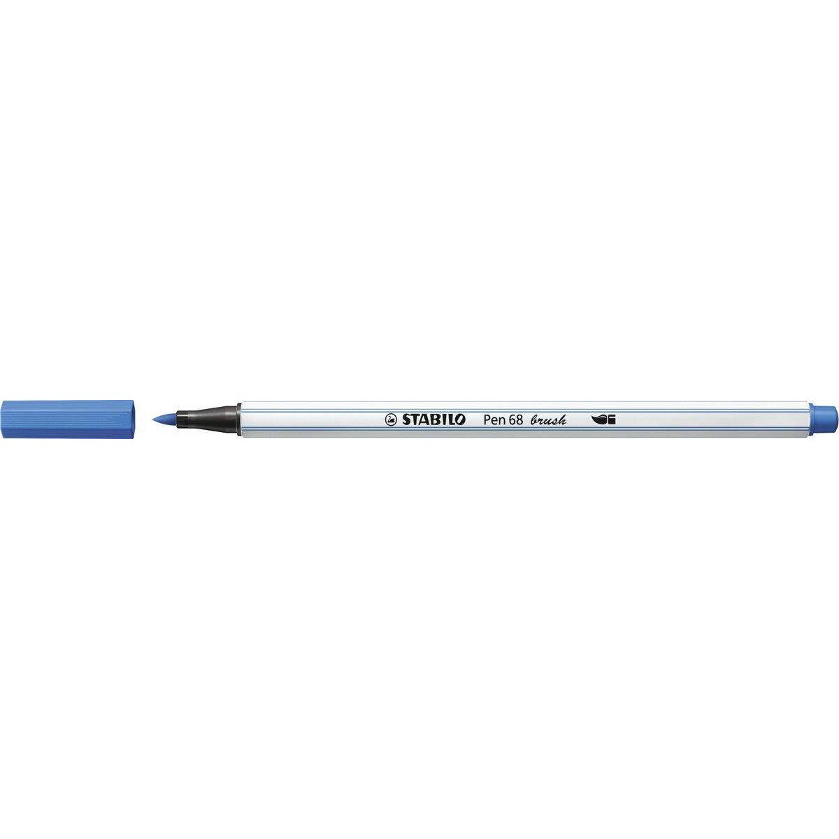 Premium-Filzstift mit Pinselspitze für variable Strichstärken - STABILO Pen 68 brush - Einzelstift - dunkelblau