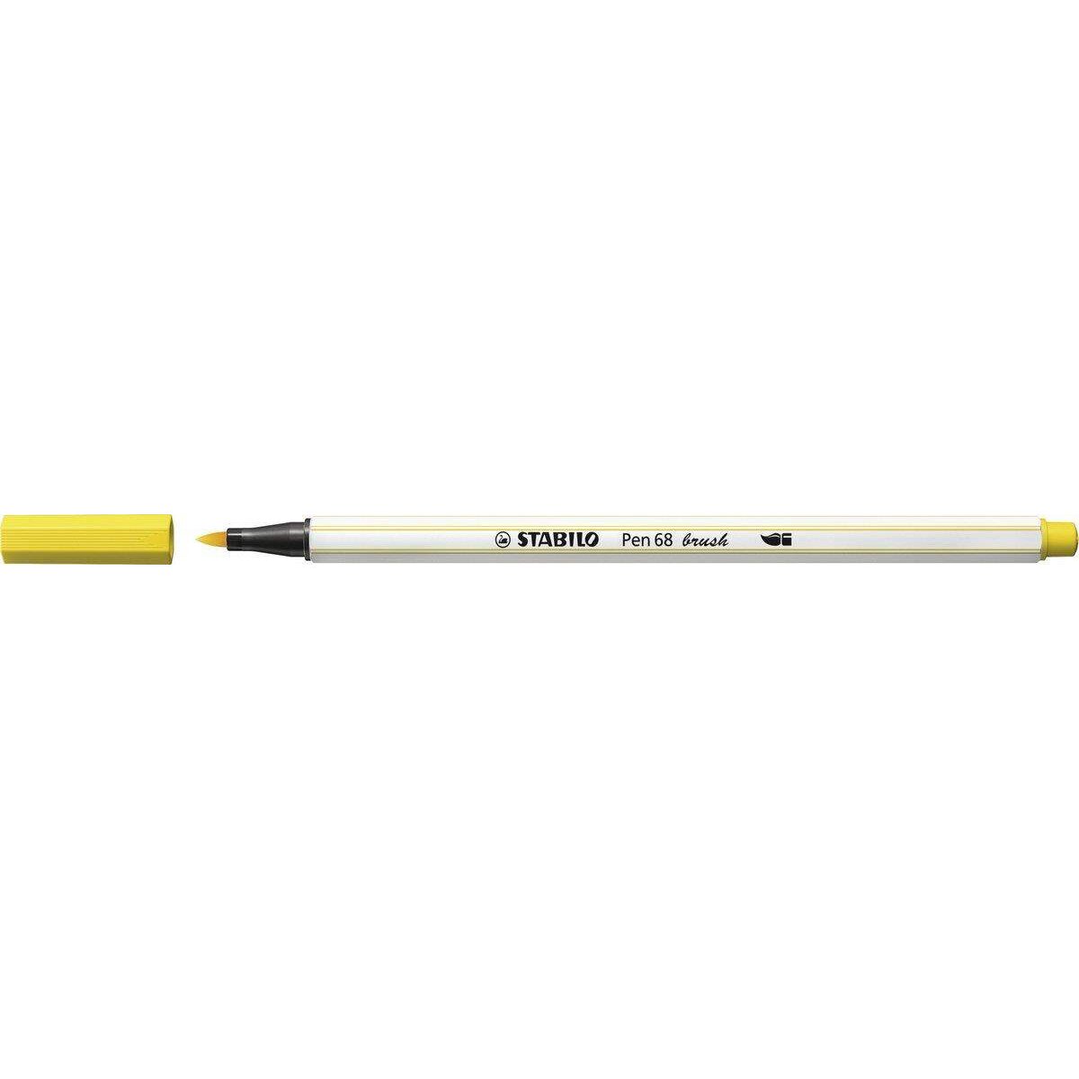 Premium-Filzstift mit Pinselspitze für variable Strichstärken - STABILO Pen 68 brush - Einzelstift - gelb