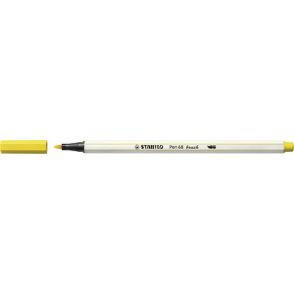 Premium-Filzstift mit Pinselspitze für variable Strichstärken - STABILO Pen 68 brush - Einzelstift - gelb