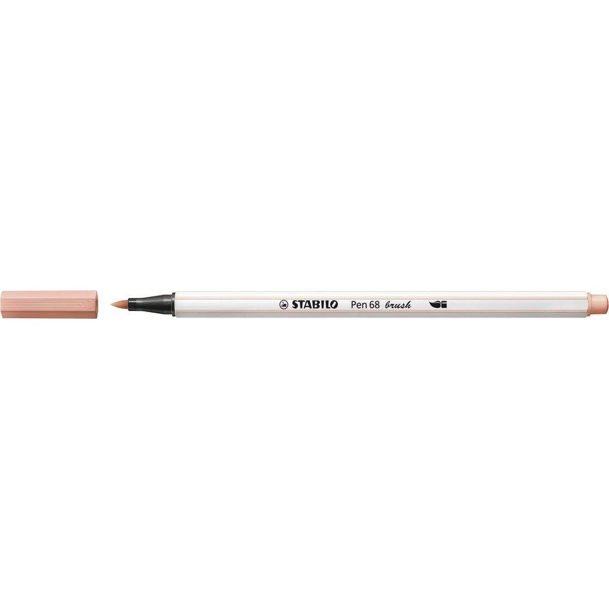 Premium-Filzstift mit Pinselspitze für variable Strichstärken - STABILO Pen 68 brush - Einzelstift - apricot