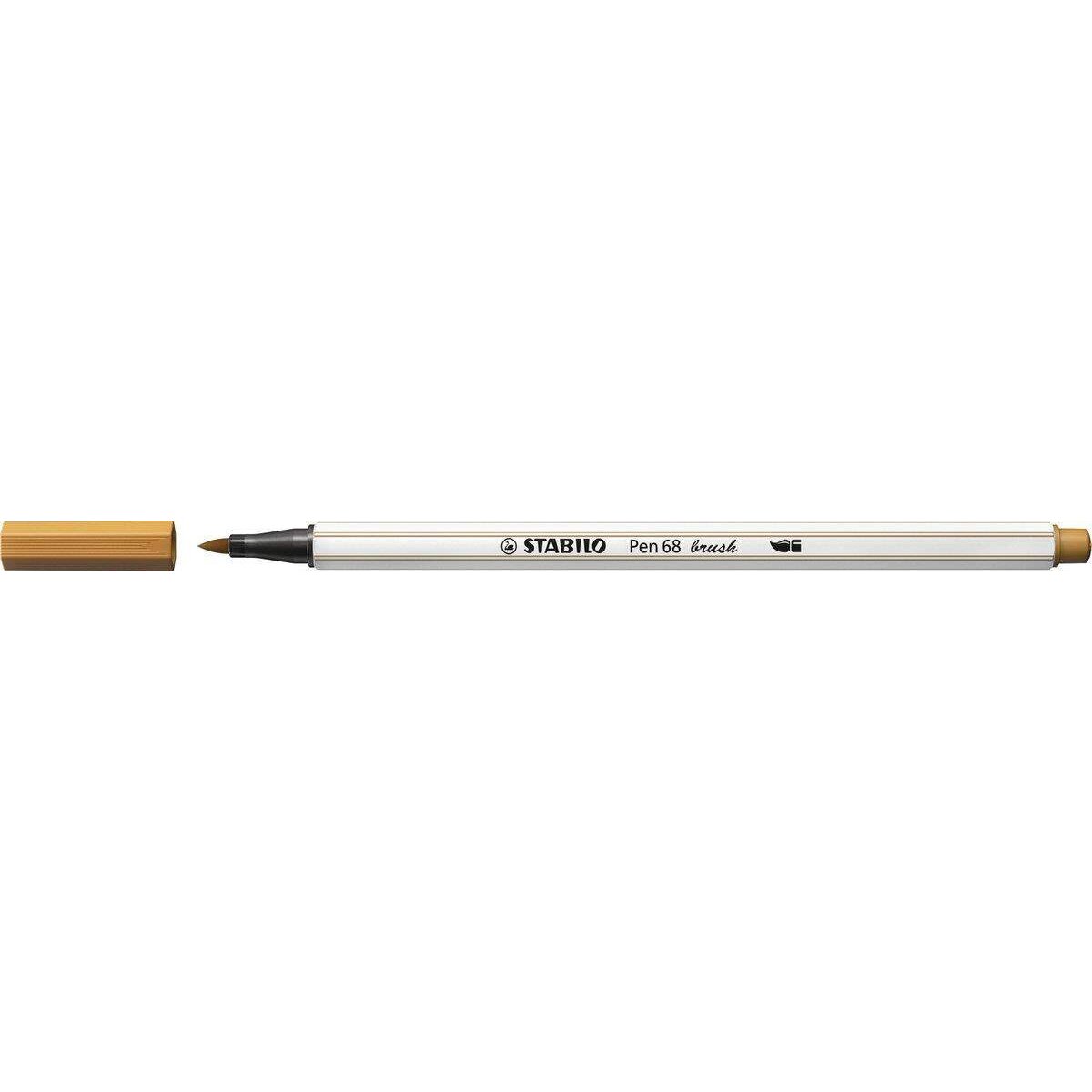 Premium-Filzstift mit Pinselspitze für variable Strichstärken - STABILO Pen 68 brush - Einzelstift - ocker dunkel