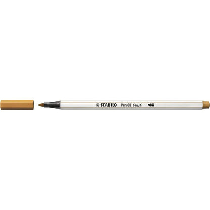 Premium-Filzstift mit Pinselspitze für variable Strichstärken - STABILO Pen 68 brush - Einzelstift - ocker dunkel