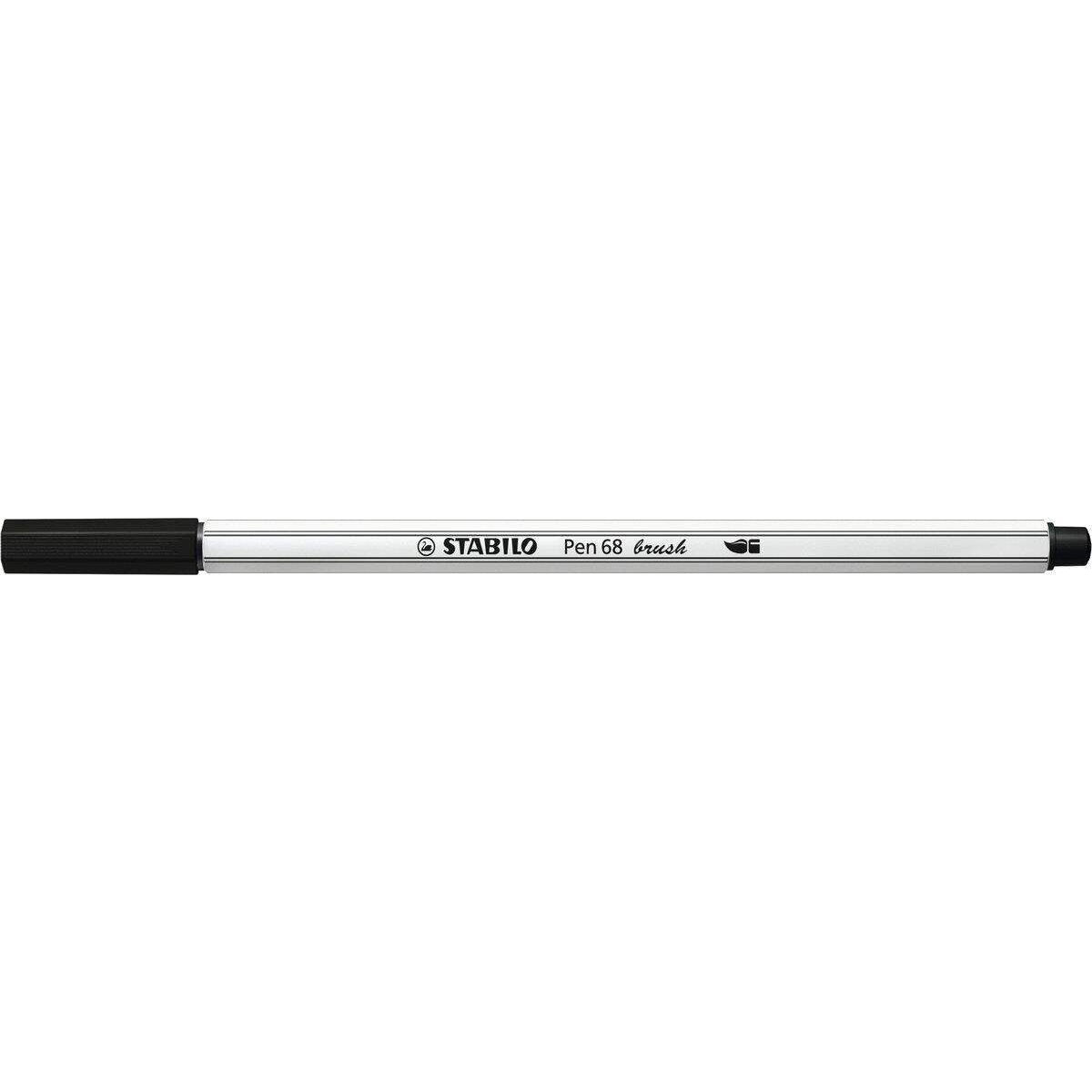 Premium-Filzstift mit Pinselspitze für variable Strichstärken - STABILO Pen 68 brush - Einzelstift - schwarz