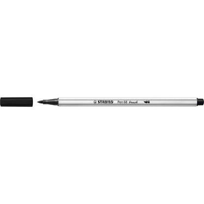 Premium-Filzstift mit Pinselspitze für variable Strichstärken - STABILO Pen 68 brush - Einzelstift - schwarz